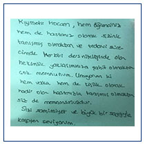 Karaciğer kanseri sebebiyle tedavi ettiğimiz tıp öğrencisinden